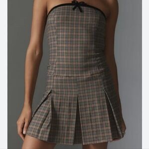 Motel Panola Plaid Strapless Mini Dress